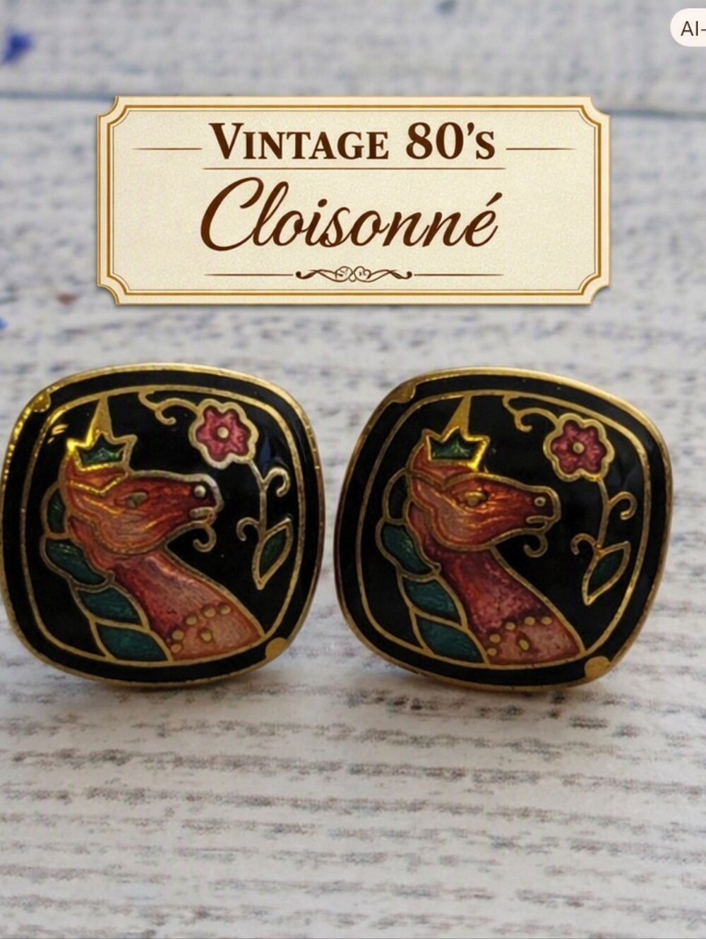 🎇TOTALLY 80S Unicorn Cloisonne Post Pierced Earrings